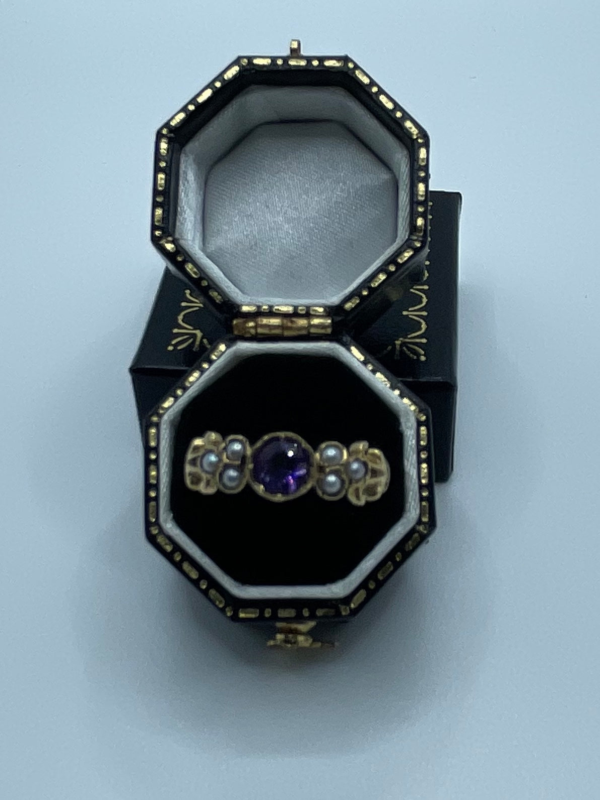 Vintage Amethyst and Seed Pearl Ring