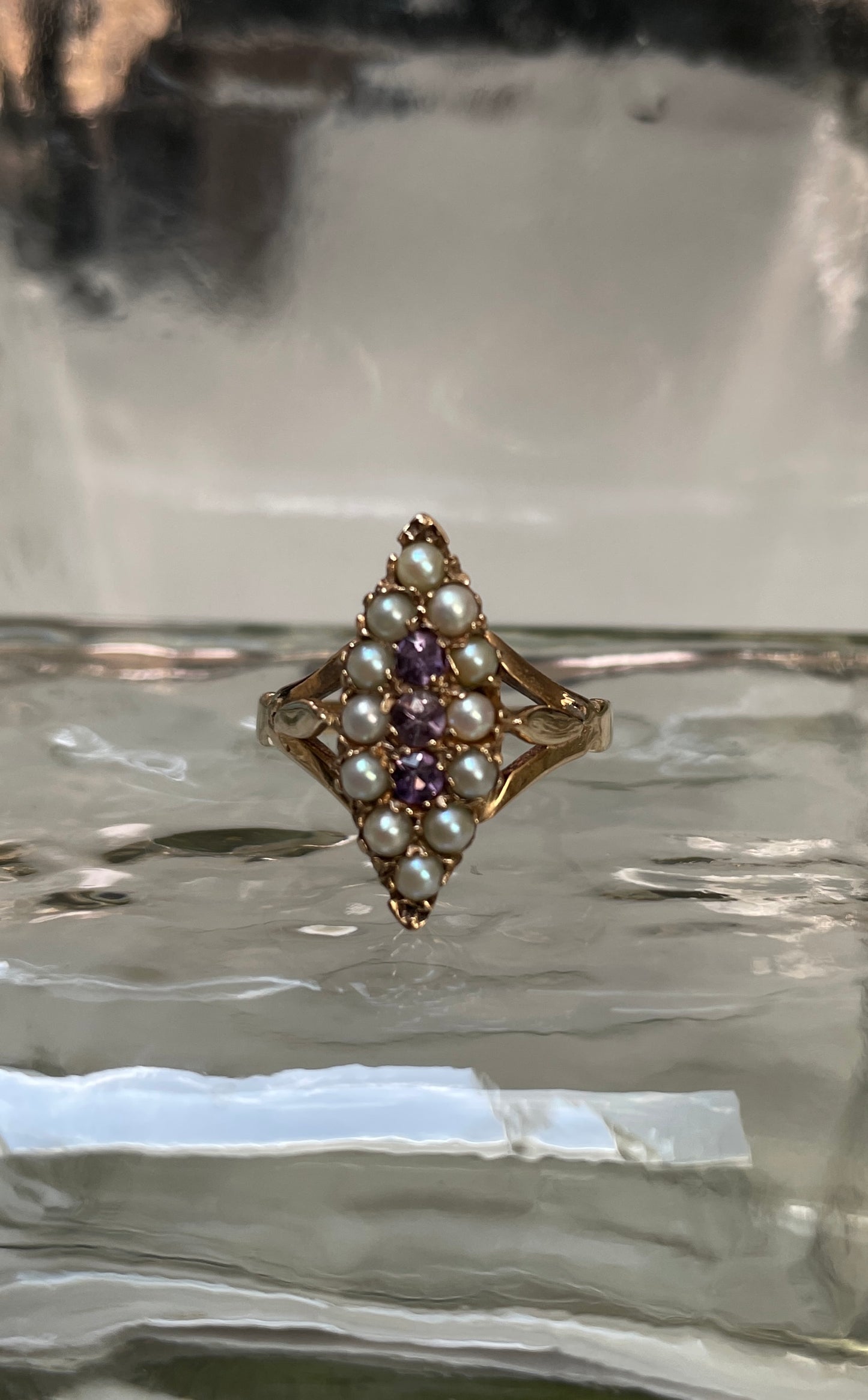 Early 20th Century Amethyst & Seed Pearl Ring