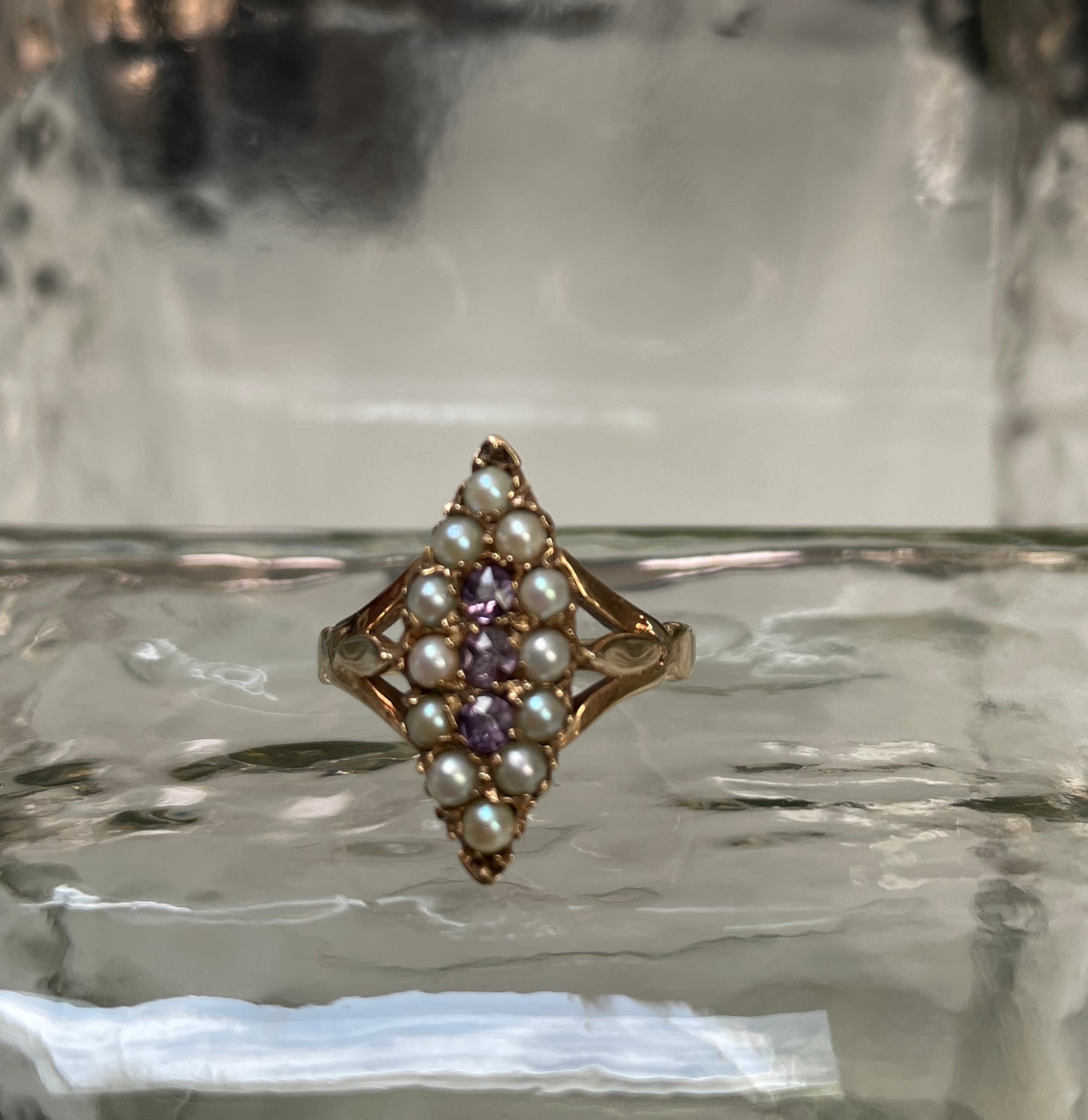 Early 20th Century Amethyst & Seed Pearl Ring
