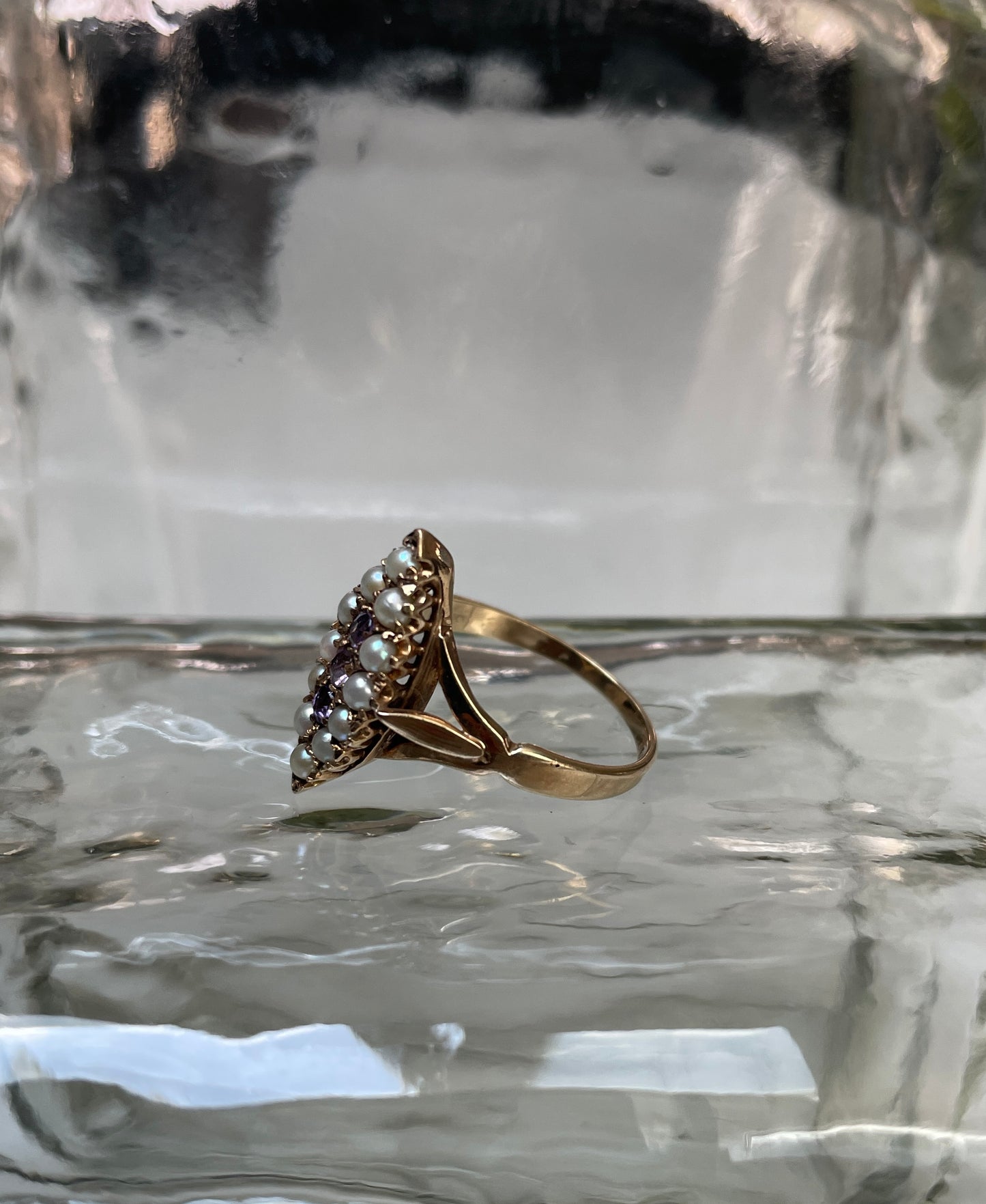 Early 20th Century Amethyst & Seed Pearl Ring