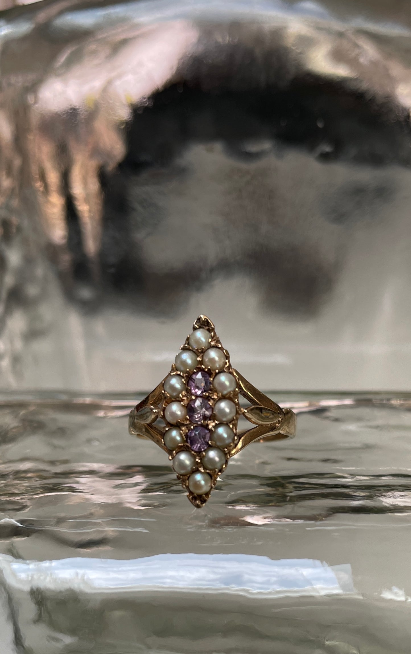 Early 20th Century Amethyst & Seed Pearl Ring