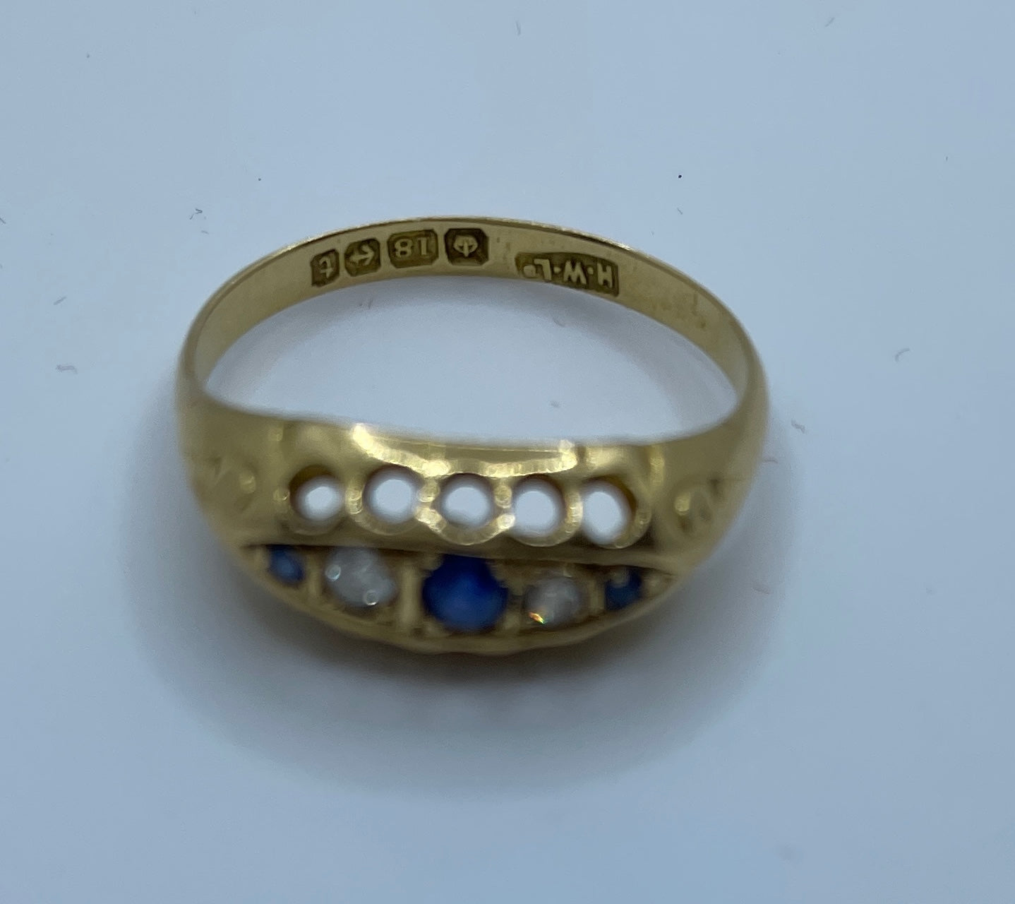 Early 20th Century 18ct Sapphire and Diamond Bridge Ring