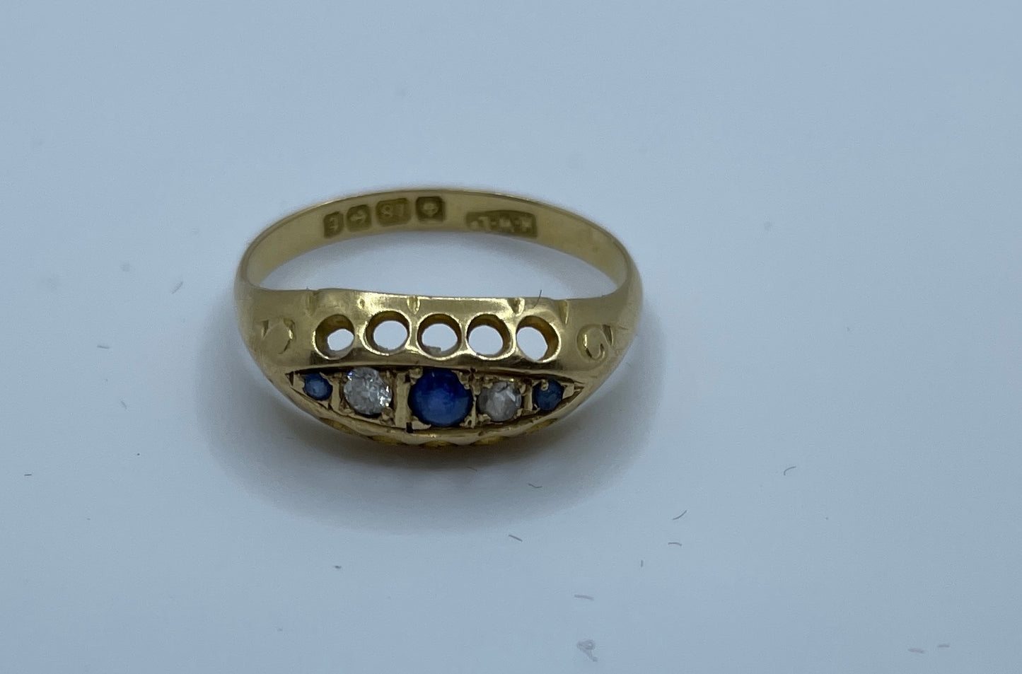 Early 20th Century 18ct Sapphire and Diamond Bridge Ring