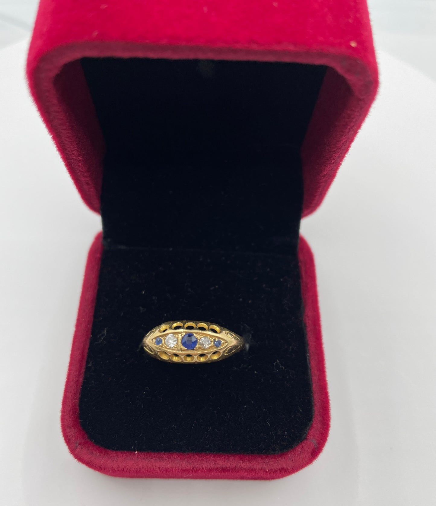 Early 20th Century 18ct Sapphire and Diamond Bridge Ring