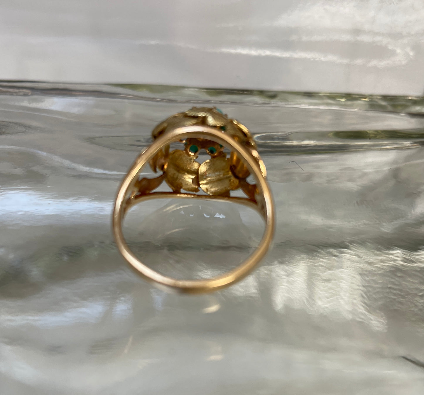 Vintage Turquoise Foliate Motif Ring In 18ct
