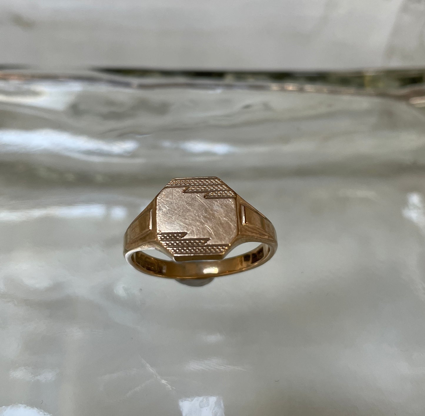 9ct Gold Hexagon Shaped Signet Ring