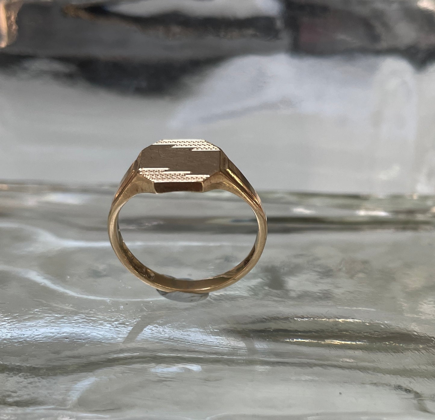 9ct Gold Hexagon Shaped Signet Ring