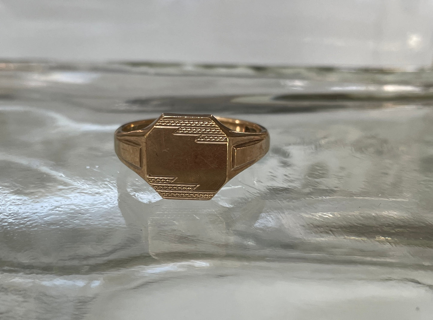9ct Gold Hexagon Shaped Signet Ring