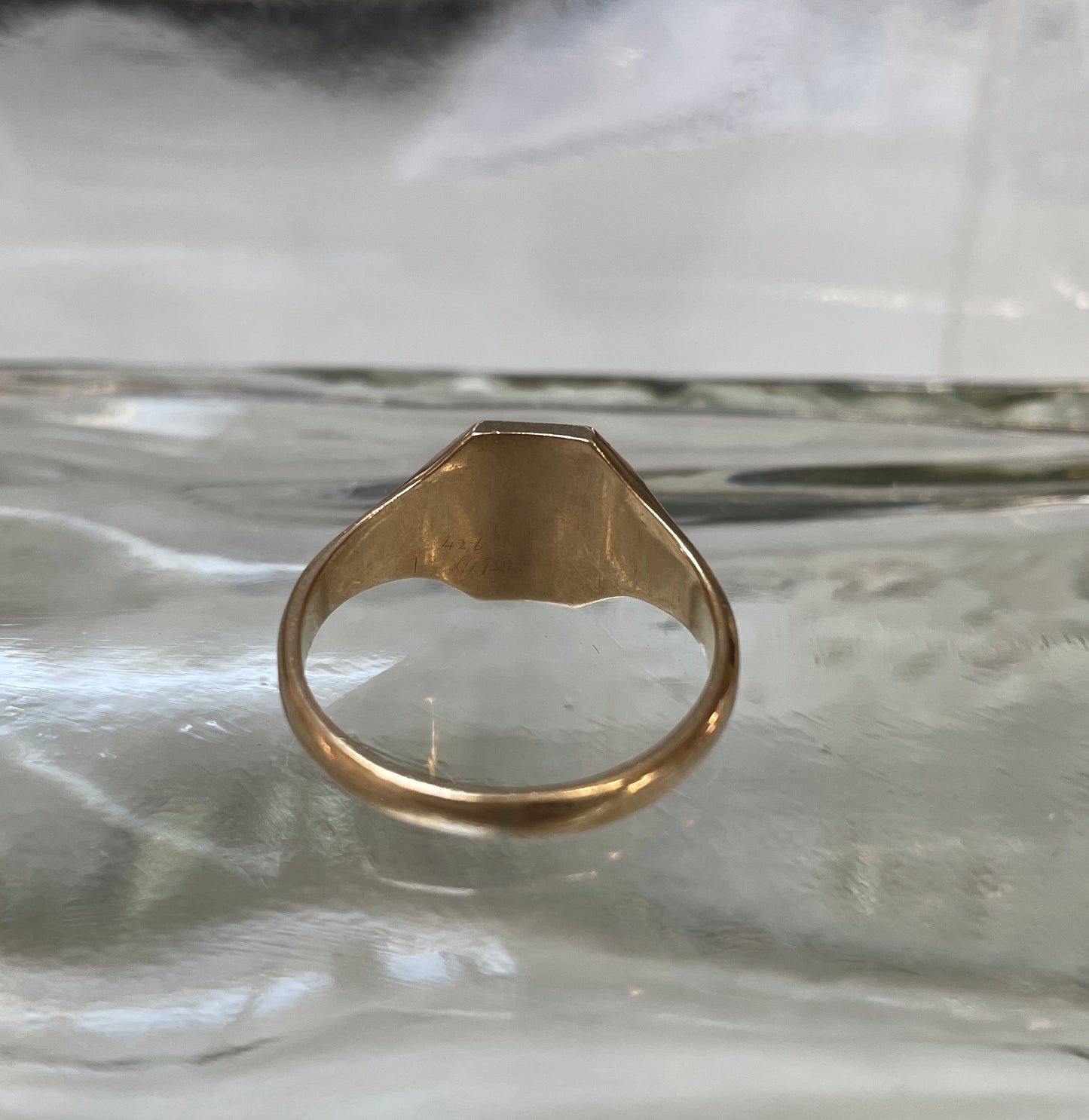 9ct Gold Hexagon Shaped Signet Ring