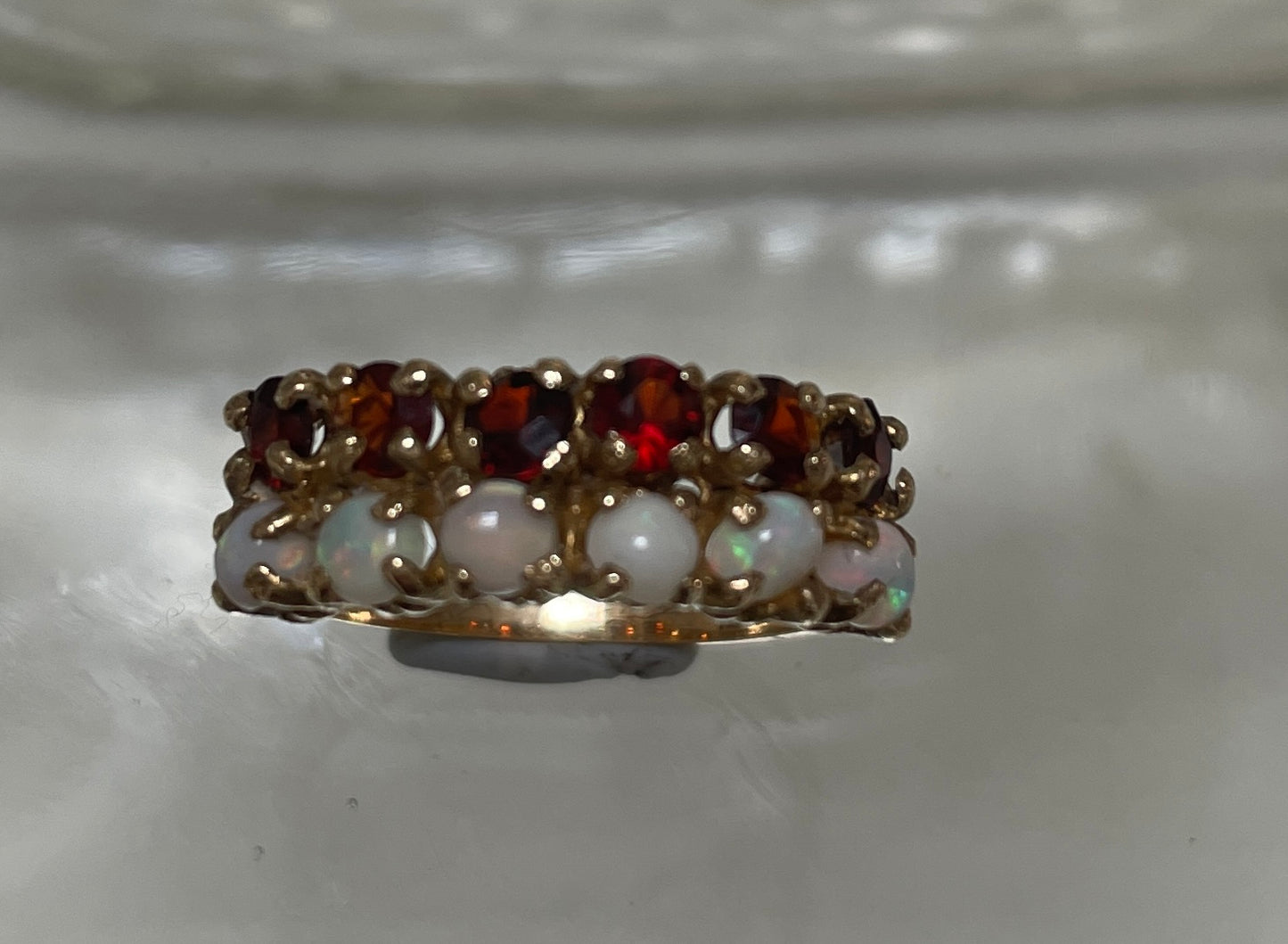 9ct Gold Opal and Garnet Dress Ring