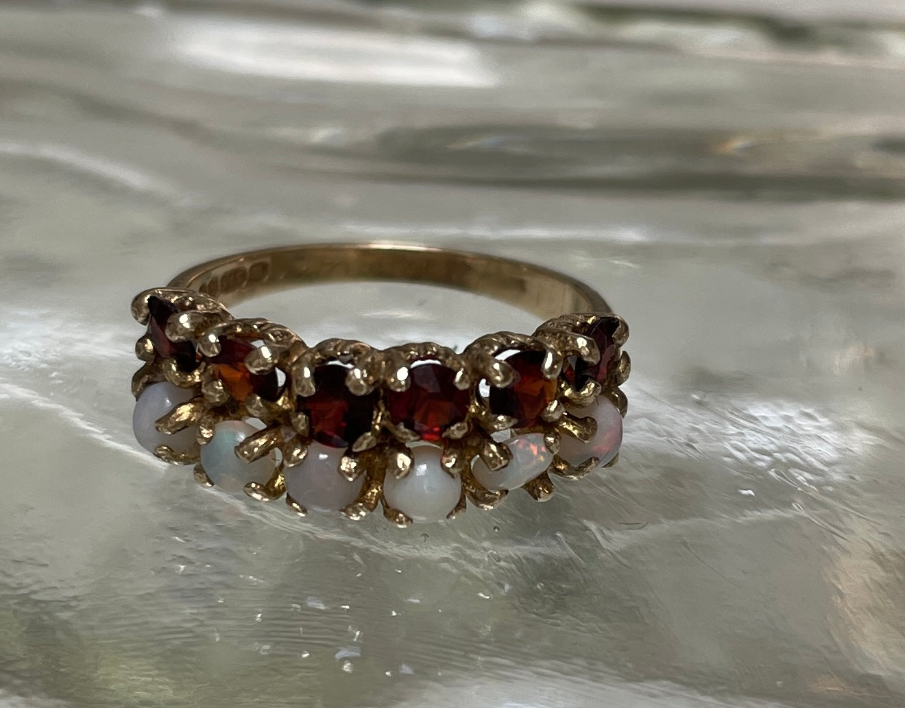 9ct Gold Opal and Garnet Dress Ring