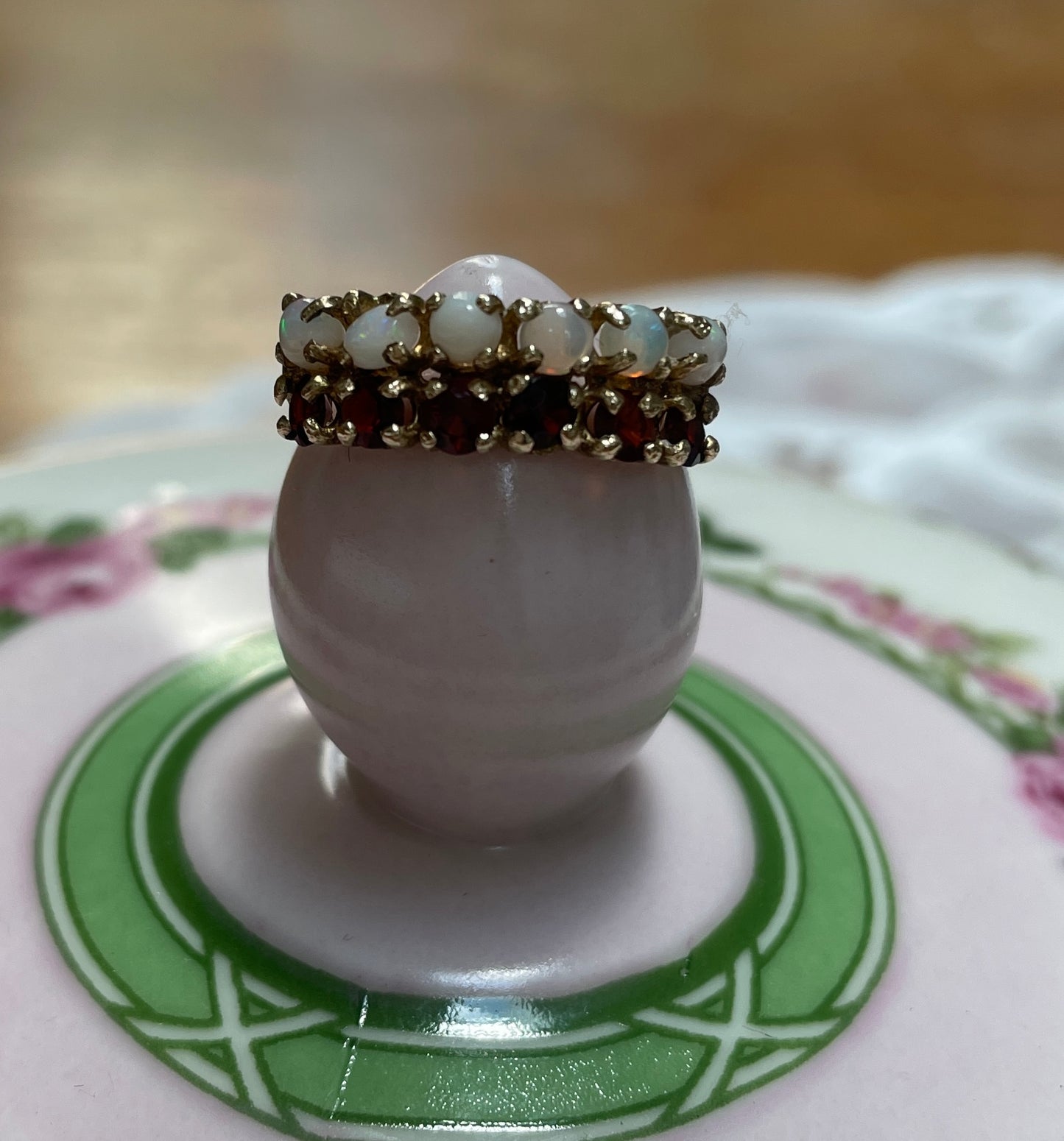 9ct Gold Opal and Garnet Dress Ring