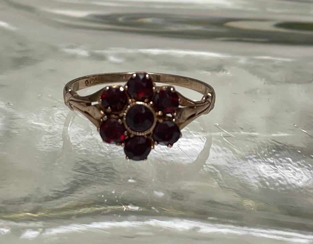 Petite Victorian Red Paste Flower Ring