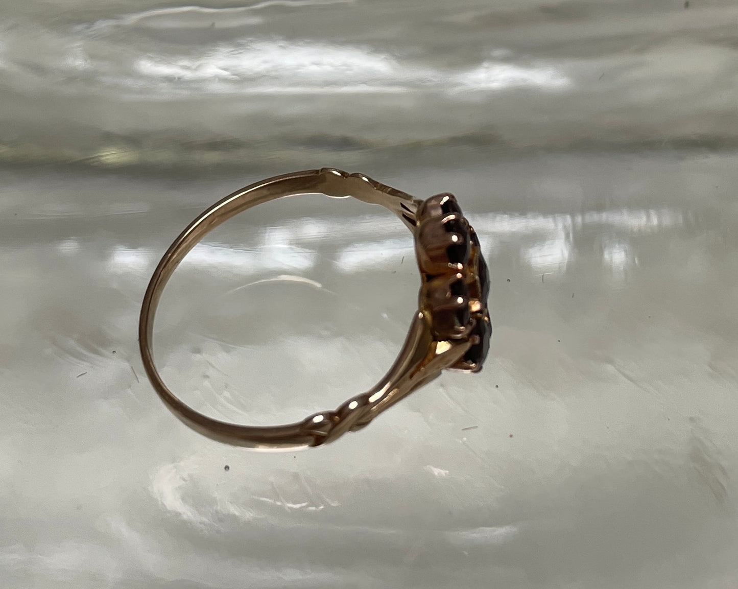 Petite Victorian Red Paste Flower Ring