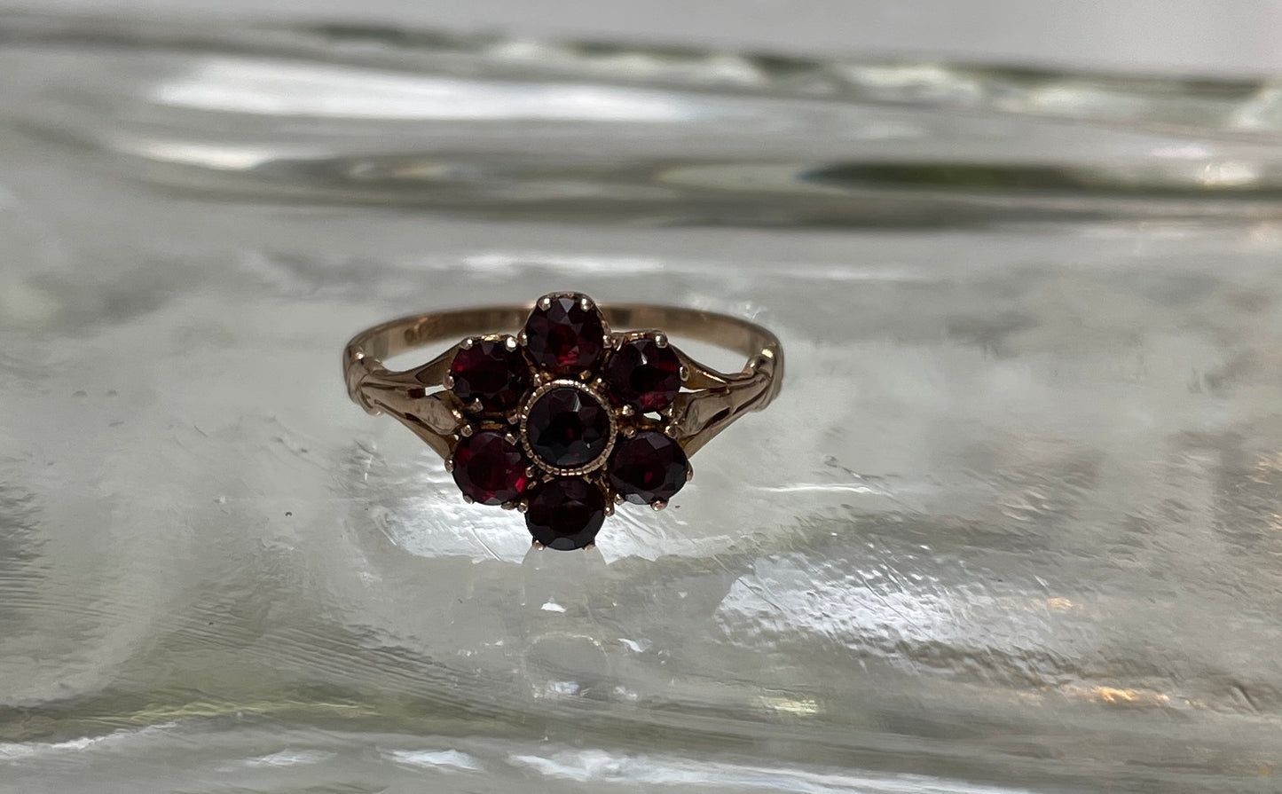 Petite Victorian Red Paste Flower Ring