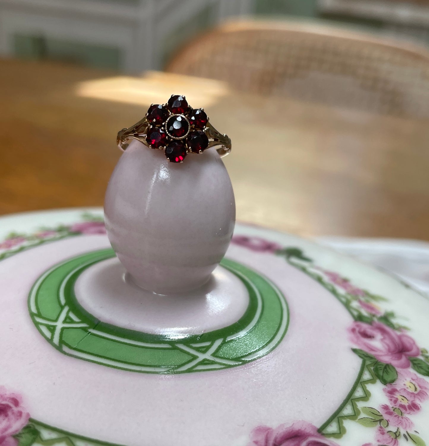 Petite Victorian Red Paste Flower Ring