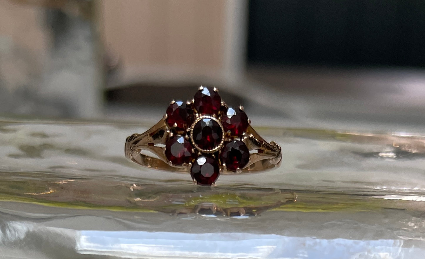 Petite Victorian Red Paste Flower Ring