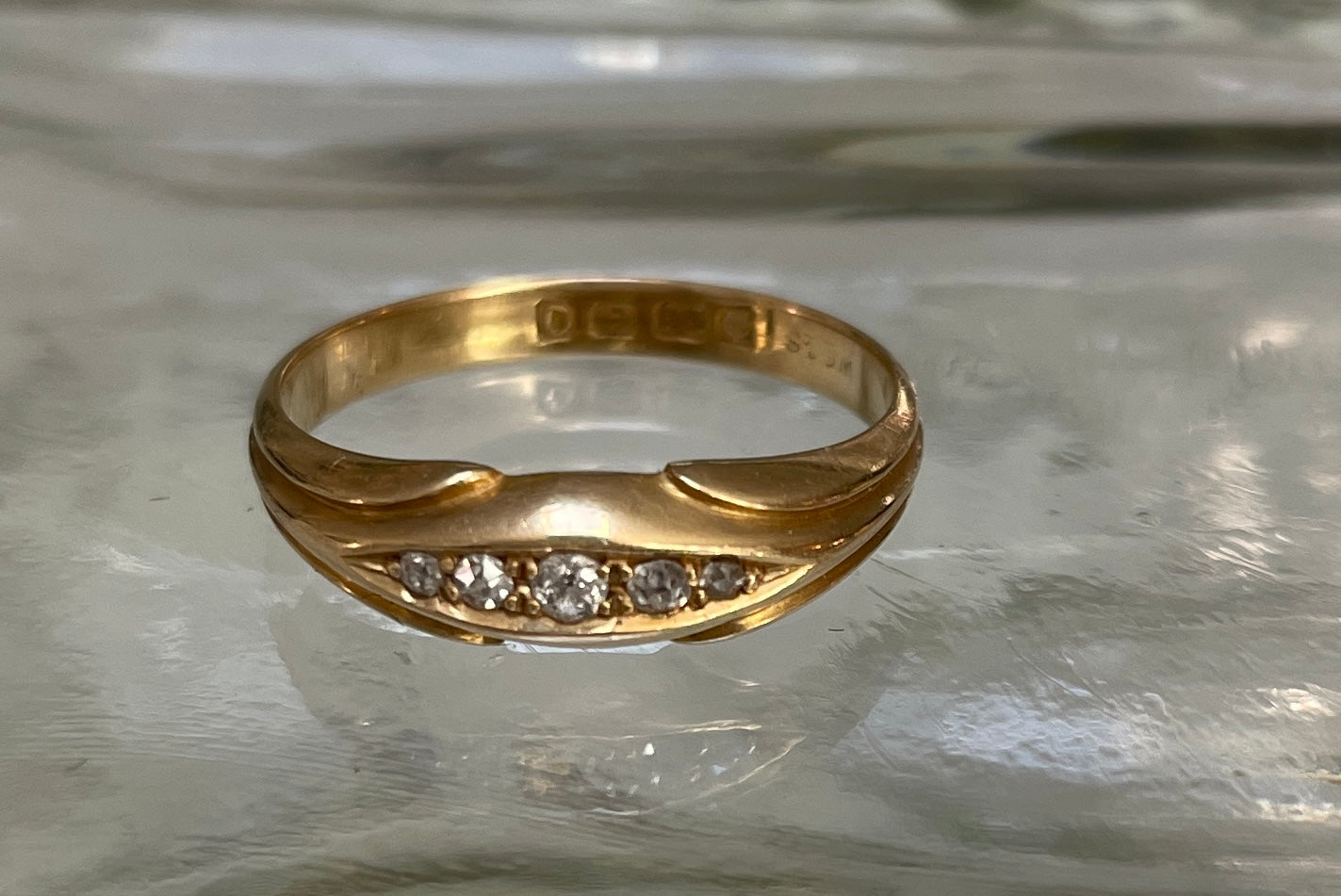Edwardian 18ct Five Stone Diamond Bridge Ring
