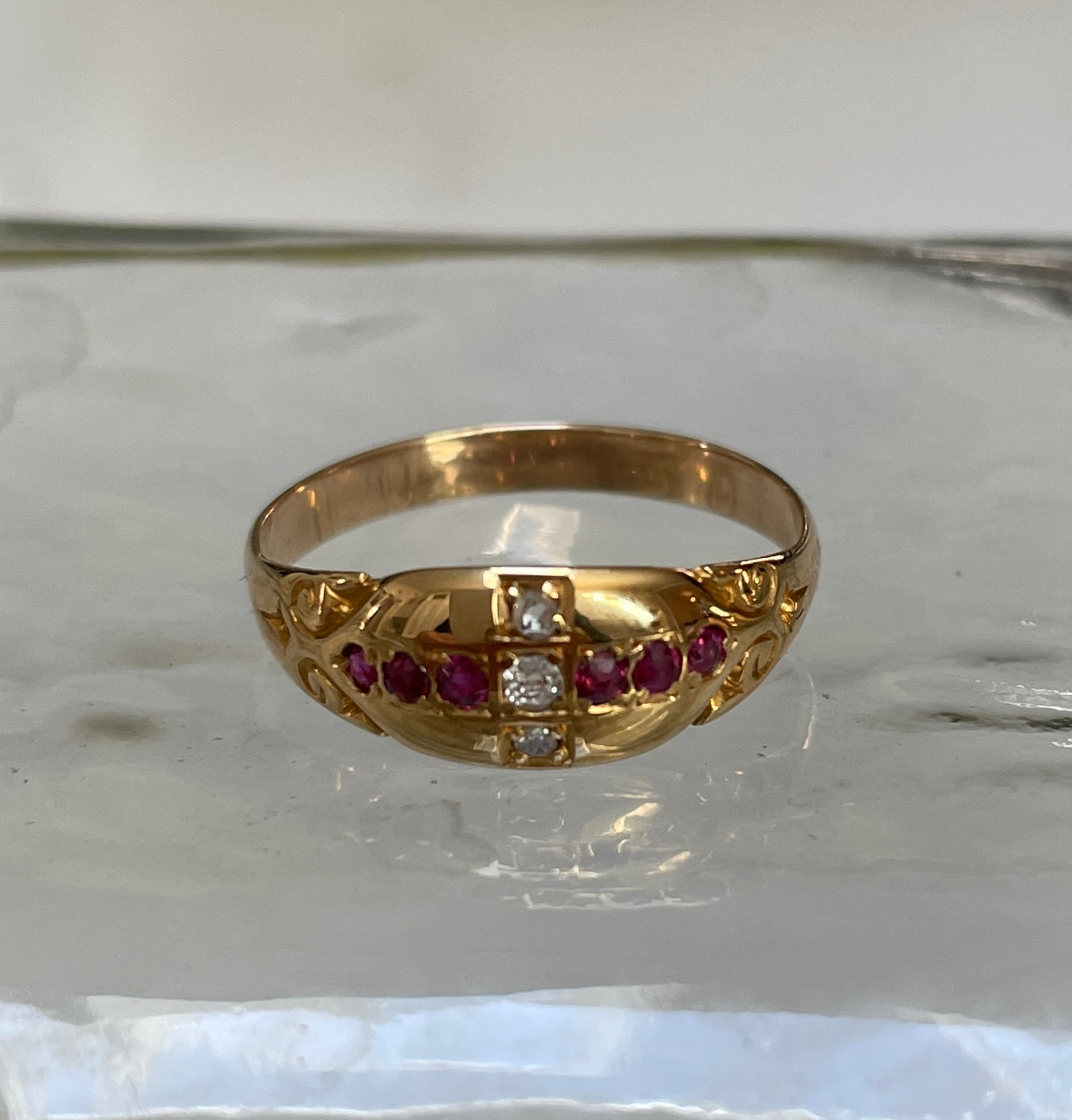 Early 18ct 20th Century Ruby & Diamond Dress Ring