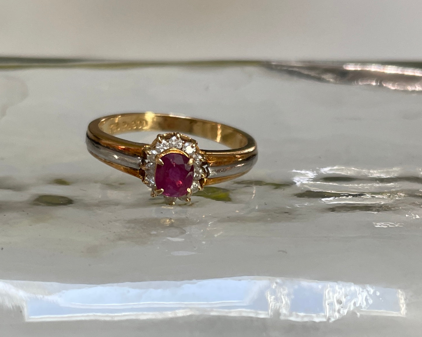18ct Gold Ruby & Diamond Cluster Ring