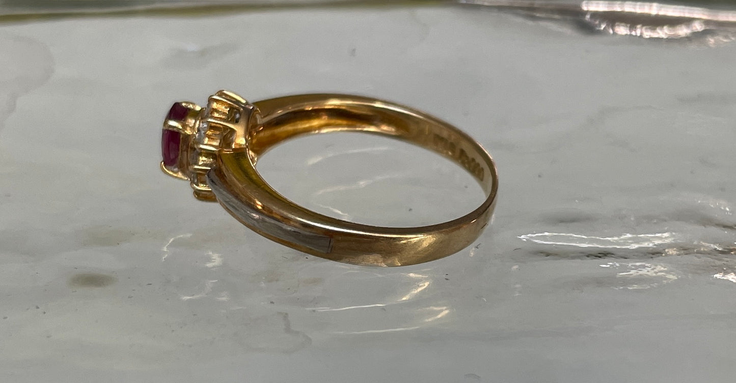 18ct Gold Ruby & Diamond Cluster Ring