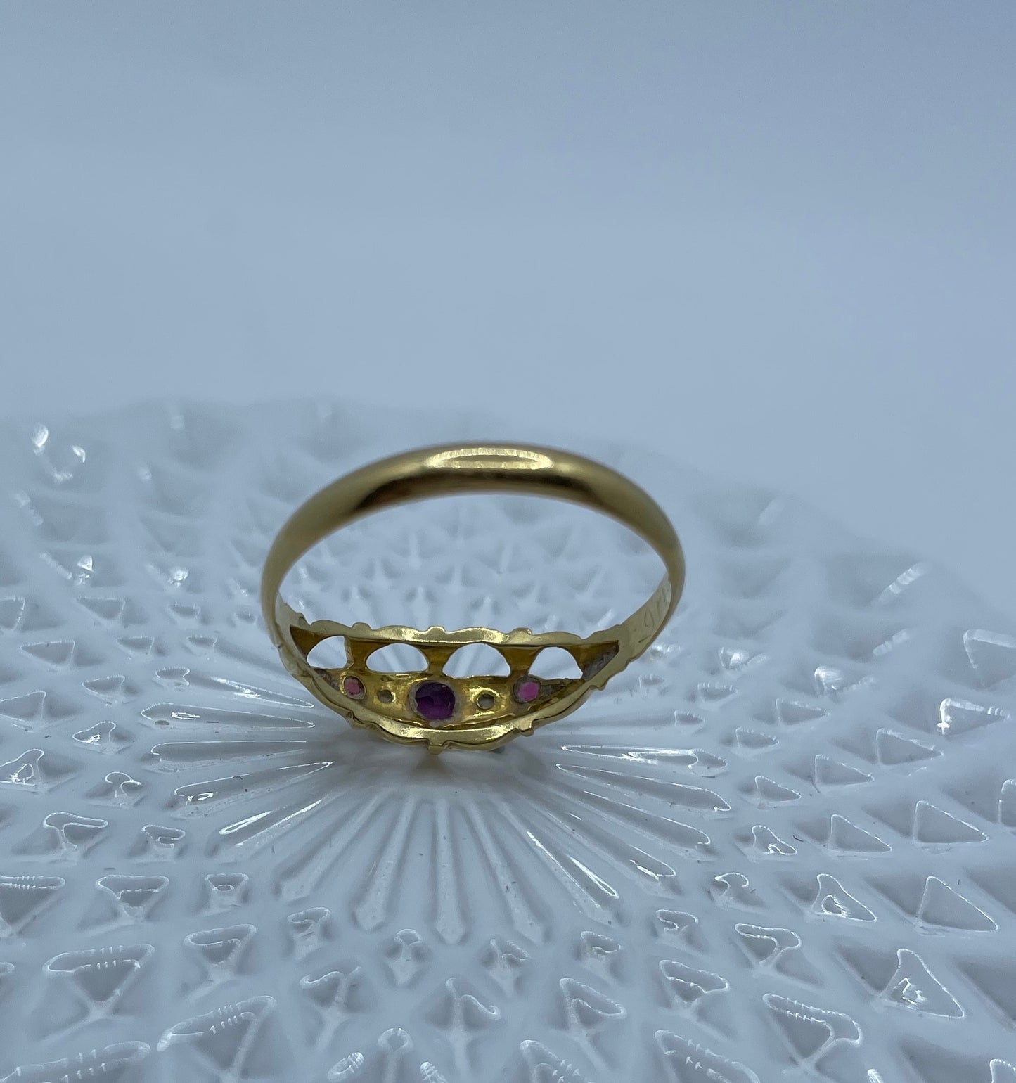 Birmingham 1917 Ruby and Rose Cut Diamond Antique Ring