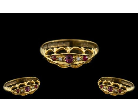 Birmingham 1917 Ruby and Rose Cut Diamond Antique Ring