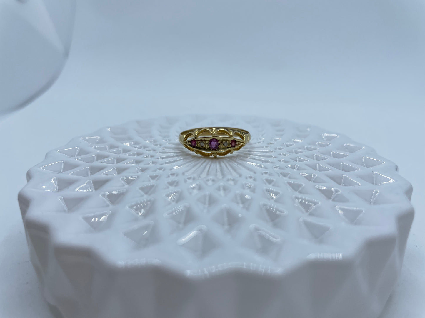 Birmingham 1917 Ruby and Rose Cut Diamond Antique Ring