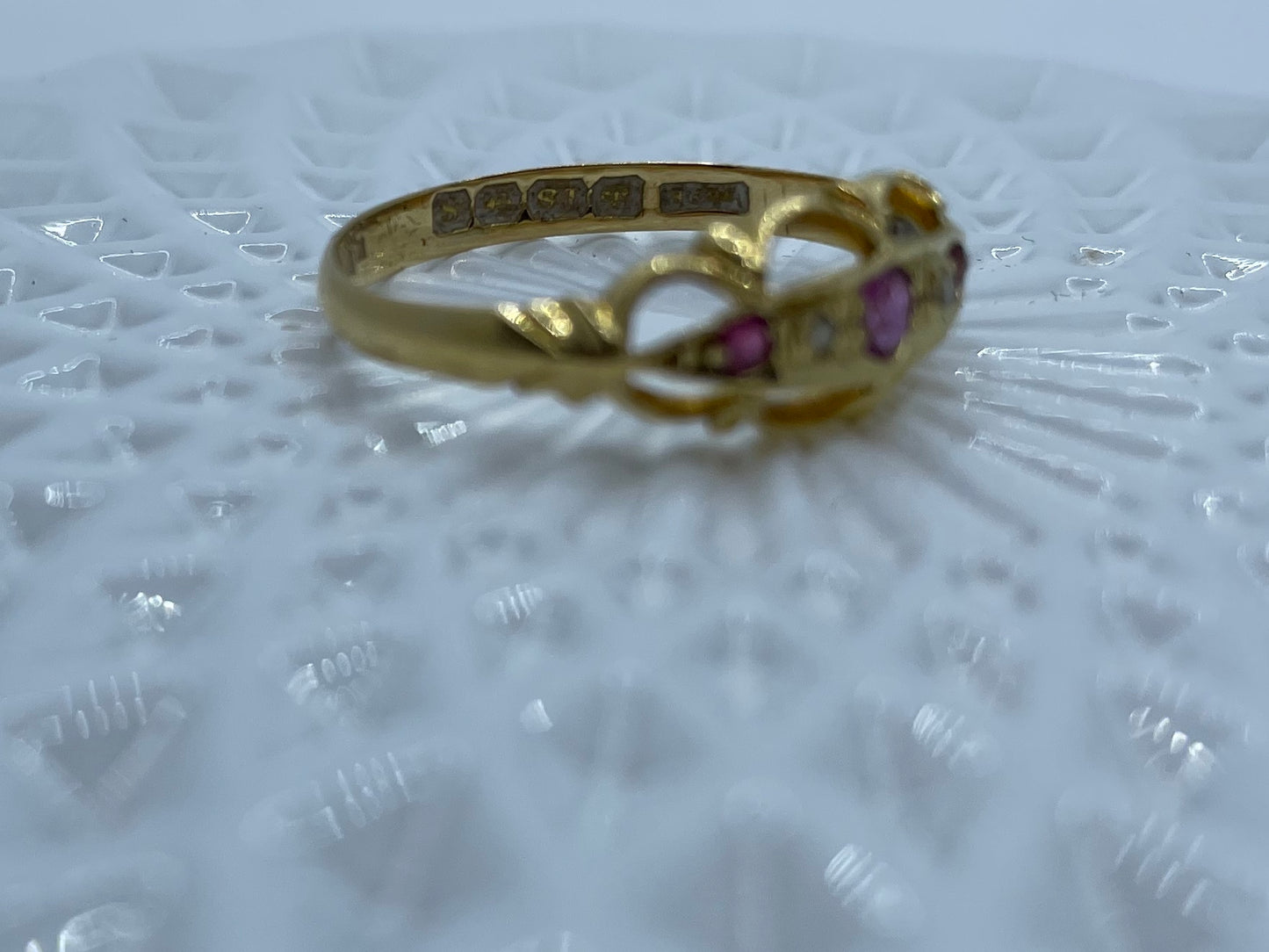 Birmingham 1917 Ruby and Rose Cut Diamond Antique Ring