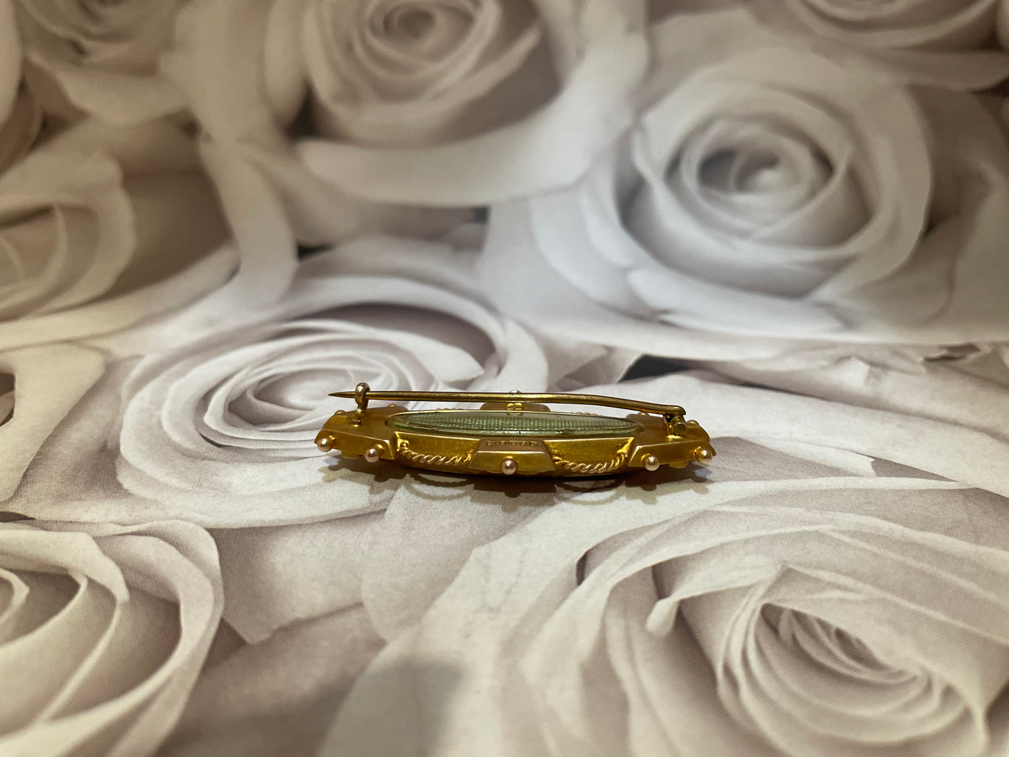 Garnet and Split Pearl Mourning Brooch