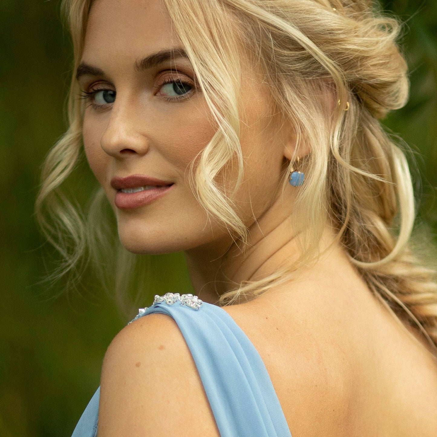 Cushion Cut Earrings In Blue