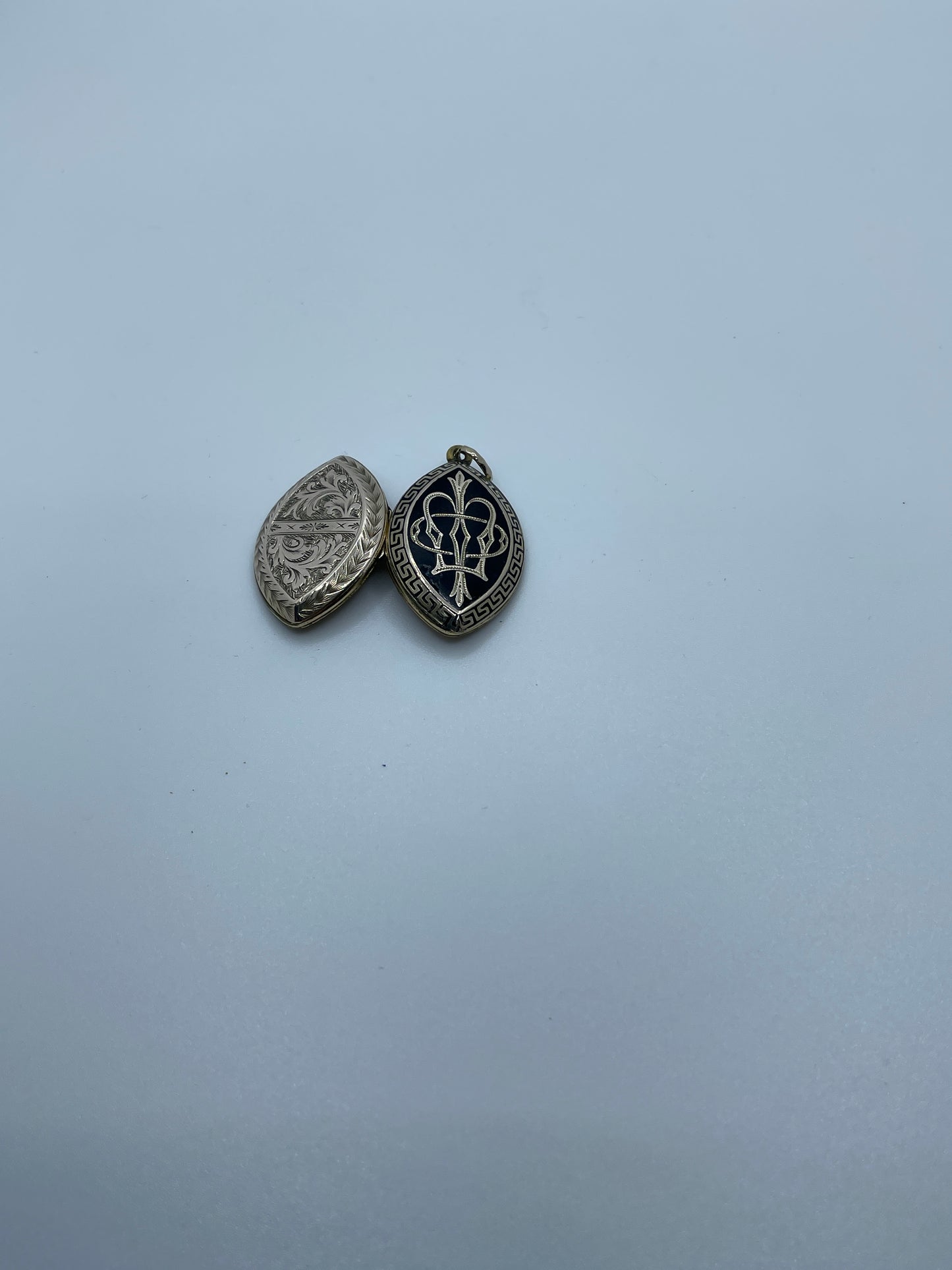 Victorian Enamel Mourning Locket With Interior Hair Panels