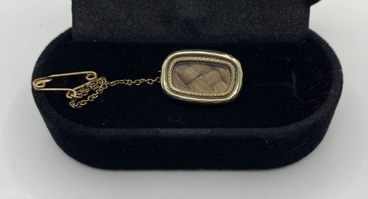 Mid 19th Century 9ct Gold Woven Hair Memorial Brooch