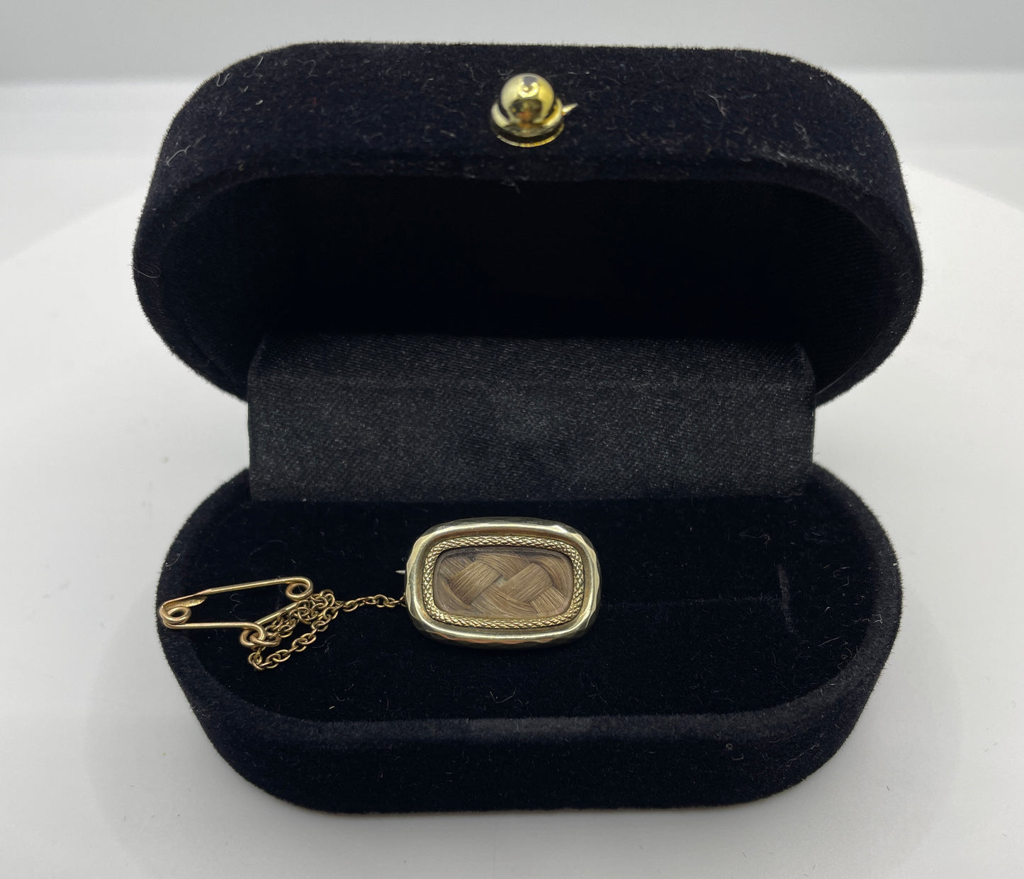 Mid 19th Century 9ct Gold Woven Hair Memorial Brooch