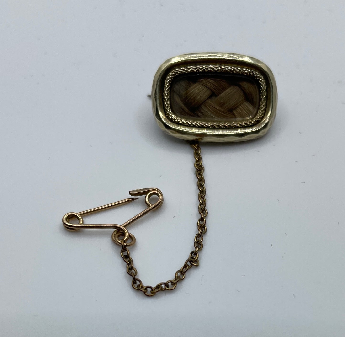 Mid 19th Century 9ct Gold Woven Hair Memorial Brooch