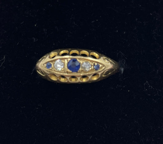 Early 20th Century 18ct Sapphire and Diamond Bridge Ring