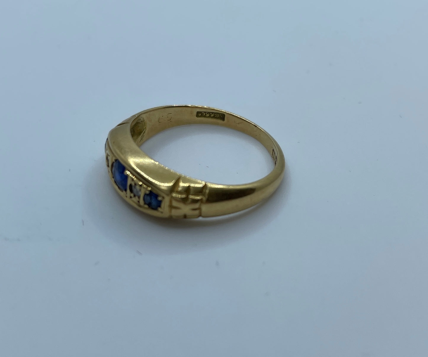 Sapphire And Old Cut Diamond Bridge Ring