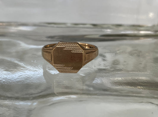 9ct Gold Hexagon Shaped Signet Ring