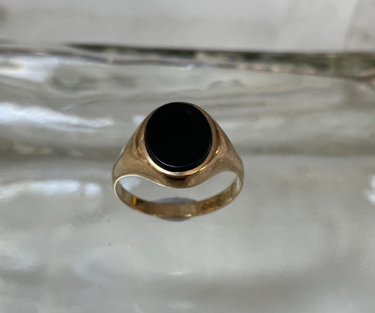 1960s Onyx Signet Ring In 9ct Gold