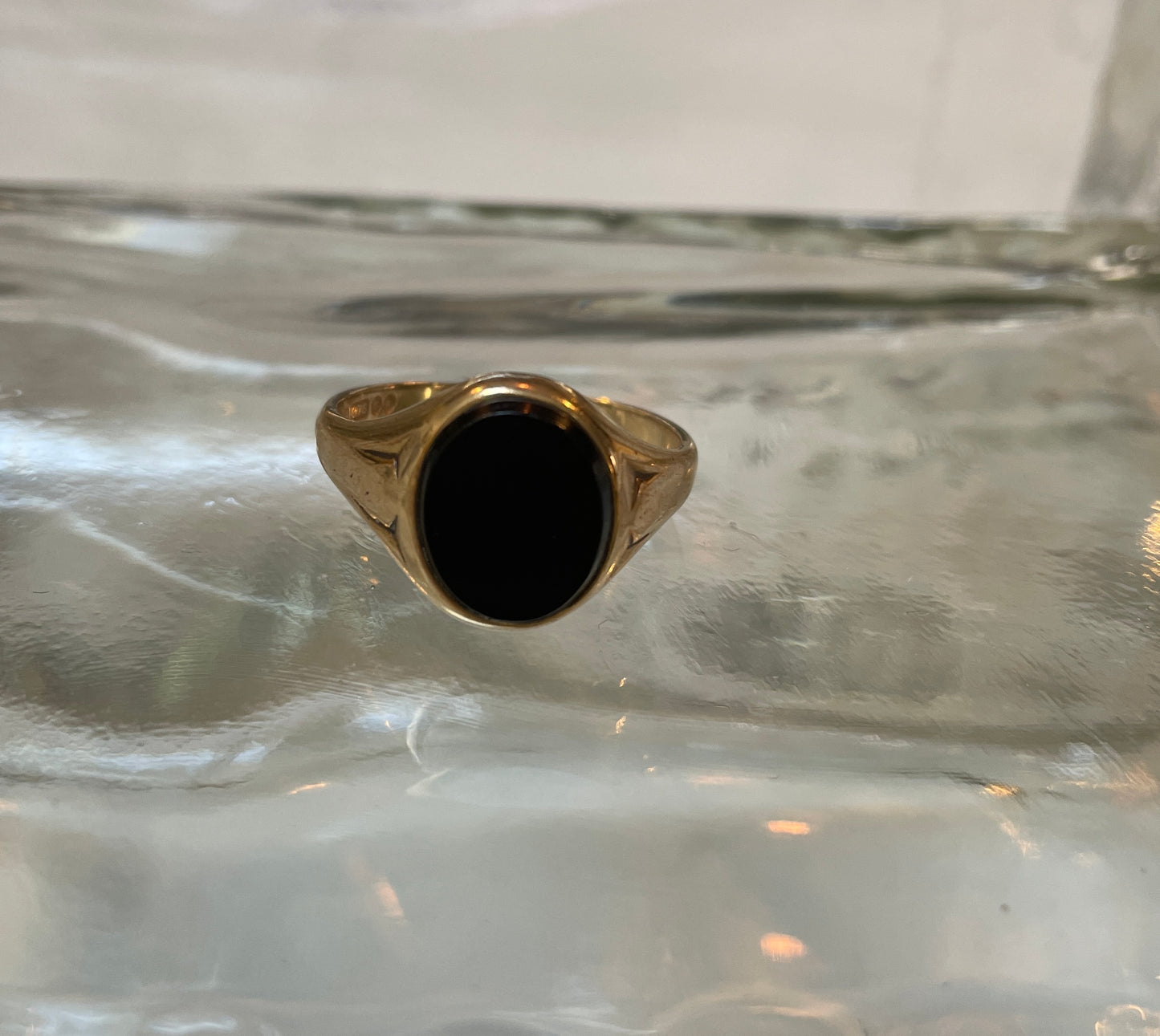 1967 Onyx Signet Ring With Shoulder Detail