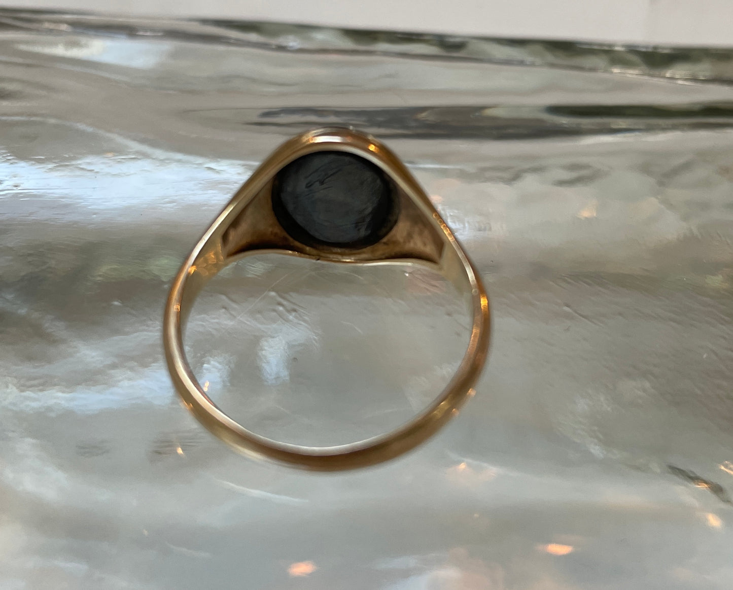 1967 Onyx Signet Ring With Shoulder Detail