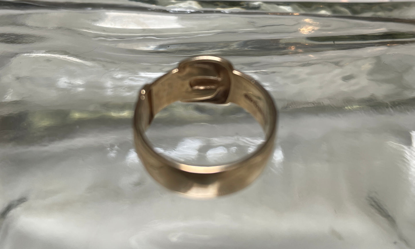 Vintage Engraved Buckle 9ct Gold Ring