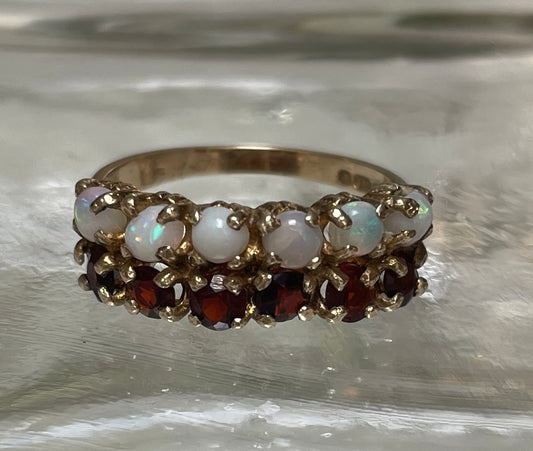 9ct Gold Opal and Garnet Dress Ring