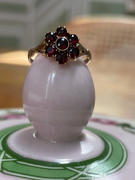 Petite Victorian Garnet Flower Ring