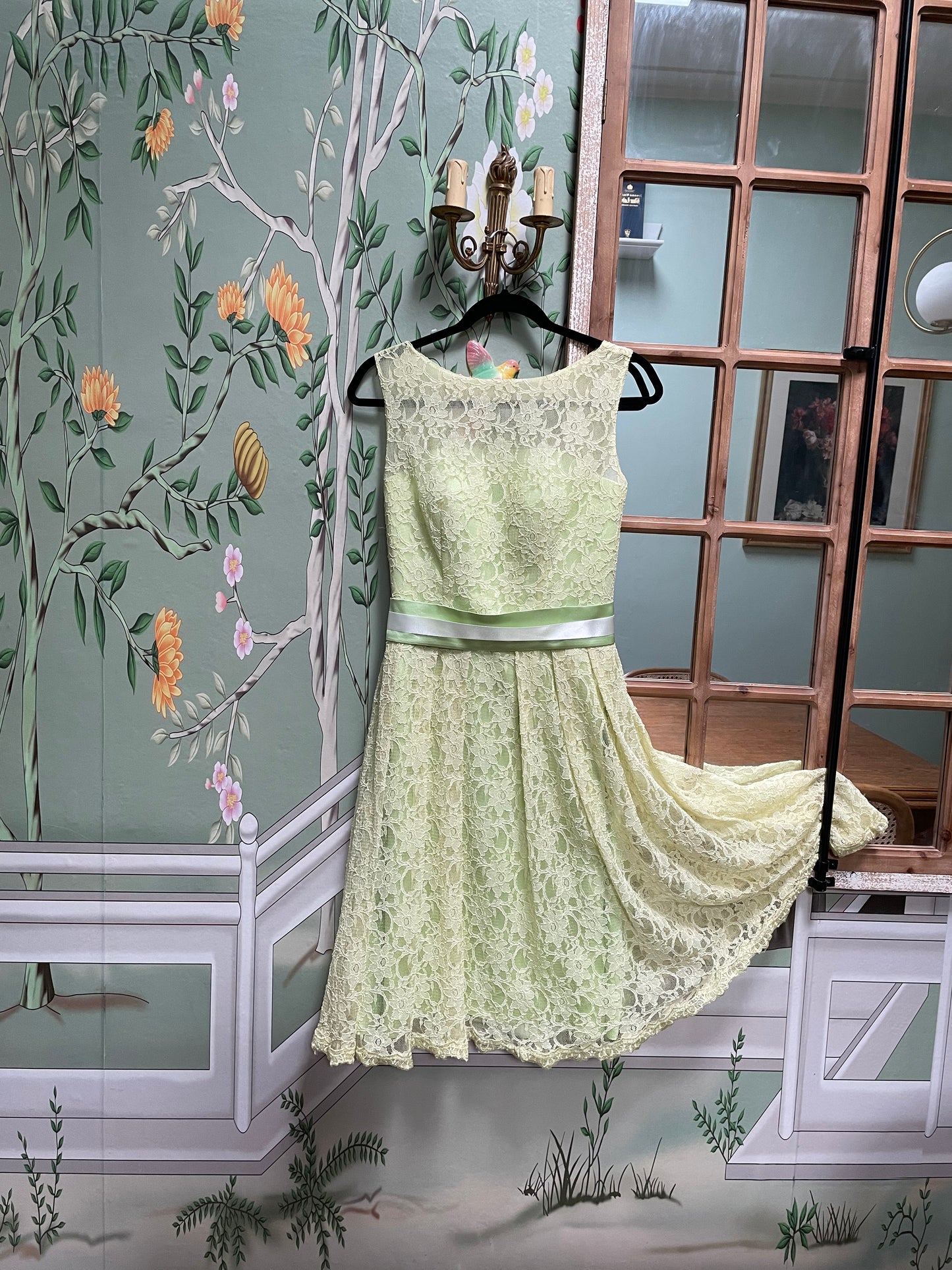 Vintage 1950s Pale Green Lace Frock