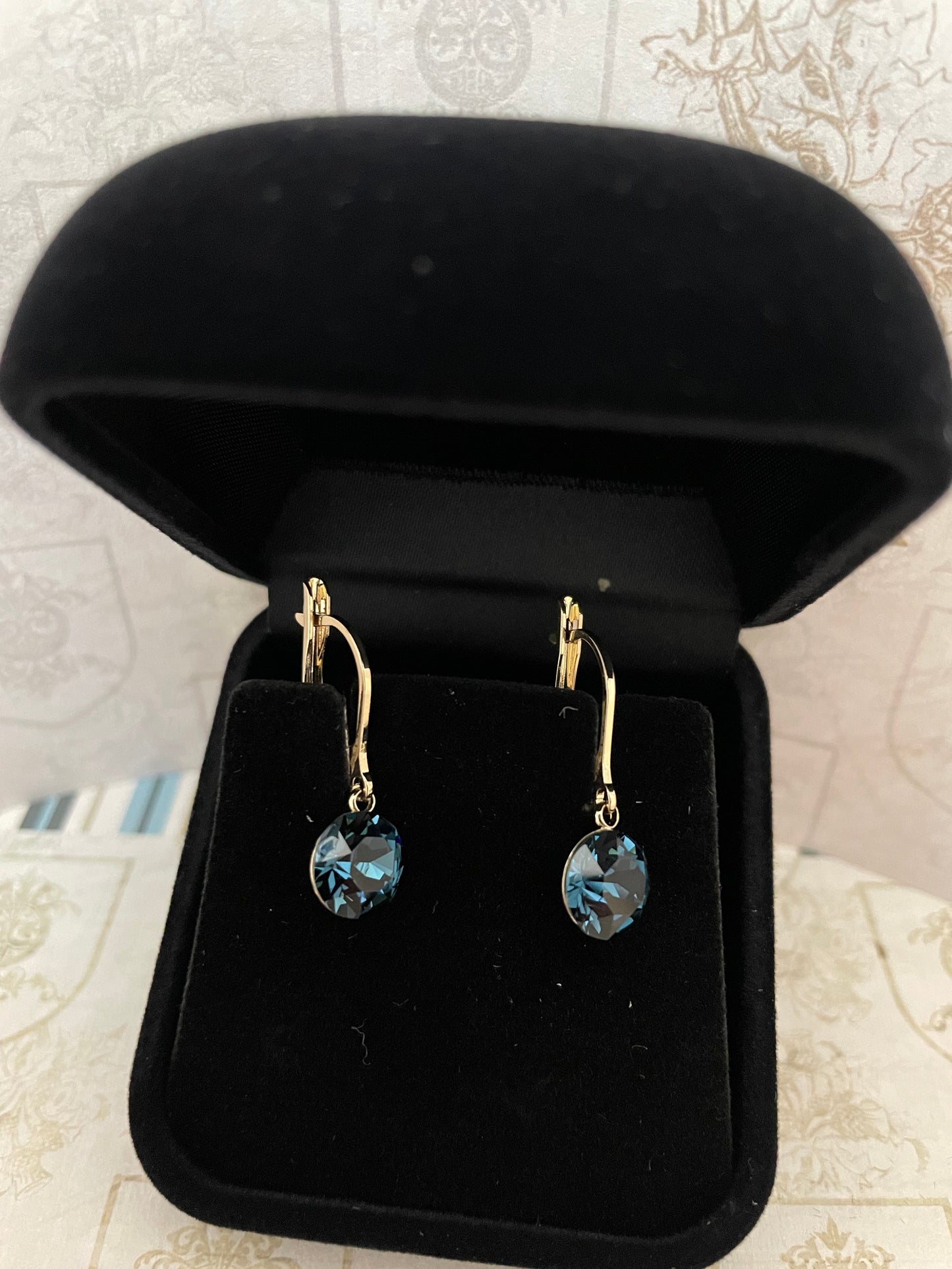 Cordelia Swarovski Crystal Dangle Earrings In Cyan