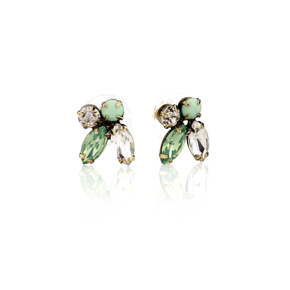 Diamanté 1950s Pacific Opal Cluster Earrings