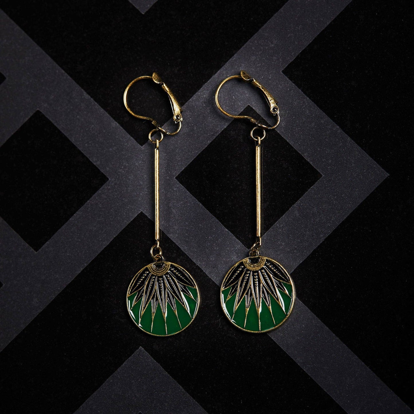 Art Deco Disc Drop Earrings