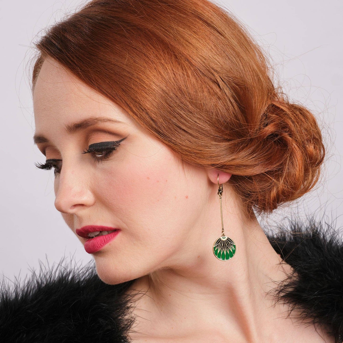 Art Deco Disc Drop Earrings