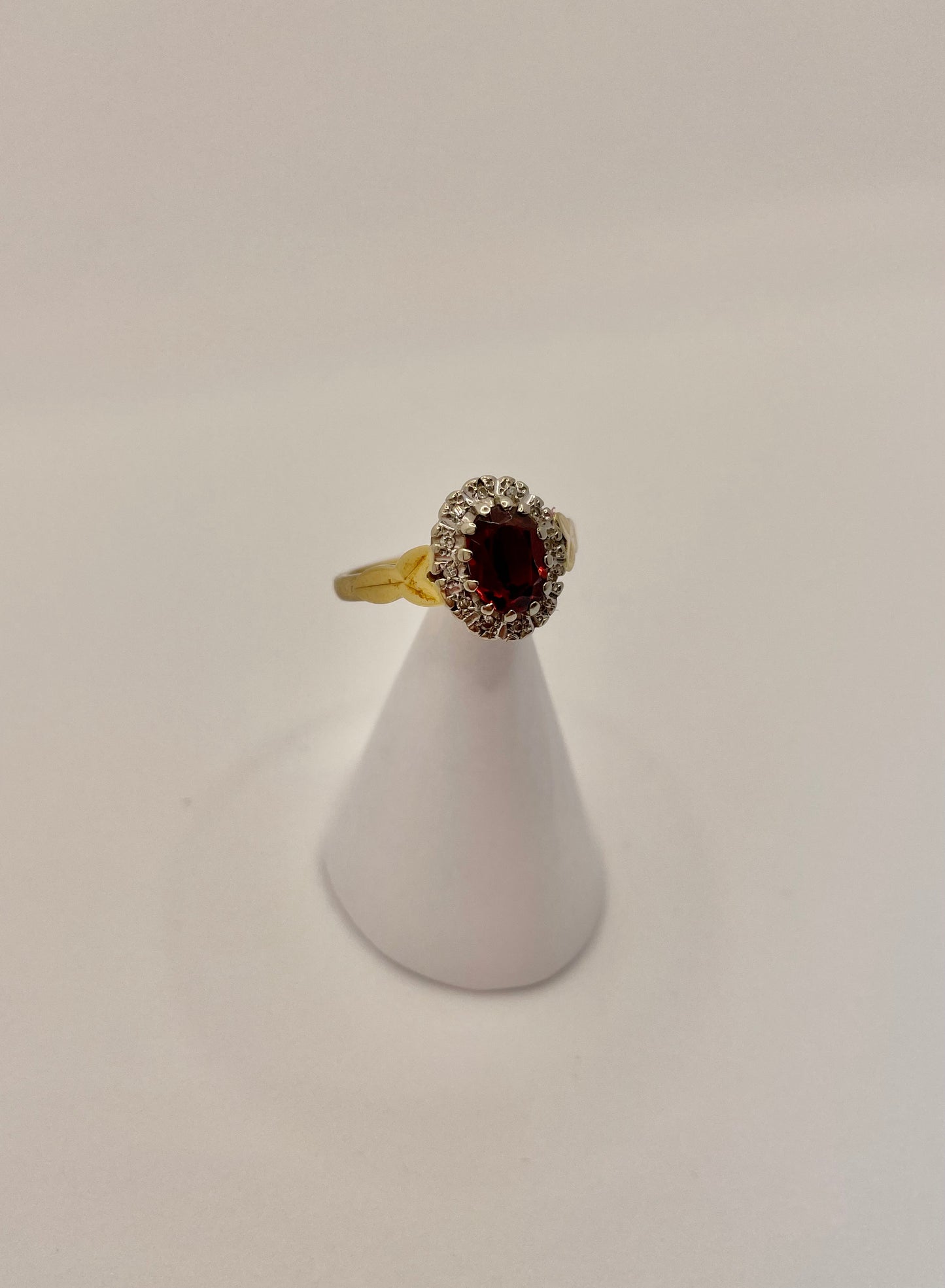 Garnet and Single Cut Diamond Cluster Ring